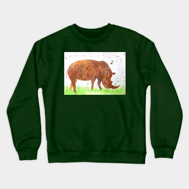 Happy Rhinoceros Crewneck Sweatshirt by Casimirasquirkyart